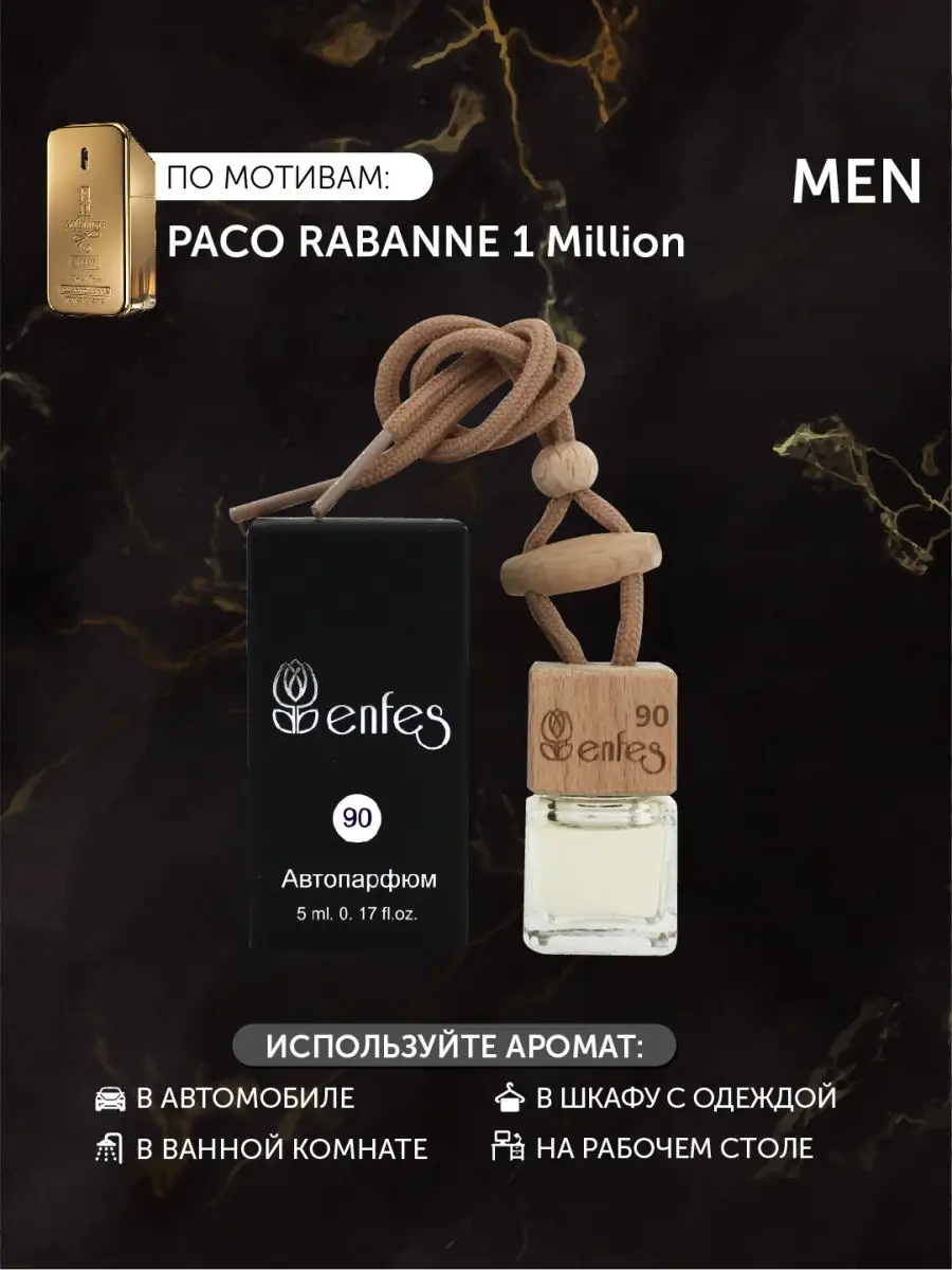 Автопарфюм для авто Paco Rabanne 1 Million/Мужской ароматизатор (пахучка) в  машину Enfes 10011670 купить за 280 ₽ в интернет-магазине Wildberries