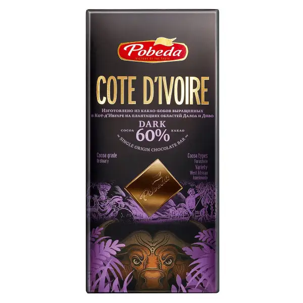 Шоколад горький "Кот-д'Ивуар", 60% какао, 90г