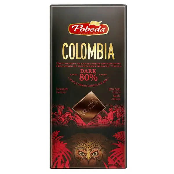 Шоколад горький "Колумбия", 80% какао, 90г