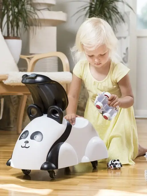 VIKING TOYS Каталка пушкар Панда - вращается на 360, черный, фото 4