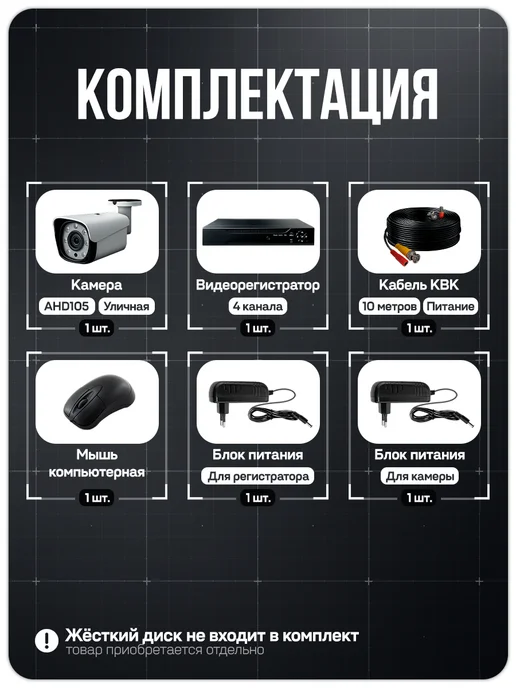 Ps-Link Комплект видеонаблюдения AHD 5MP KIT-C501HD, черный, фото 2