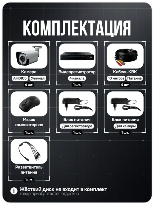 Ps-Link Комплект AHD 5MP KIT-C504HD с уличными камерами, черный, фото 2