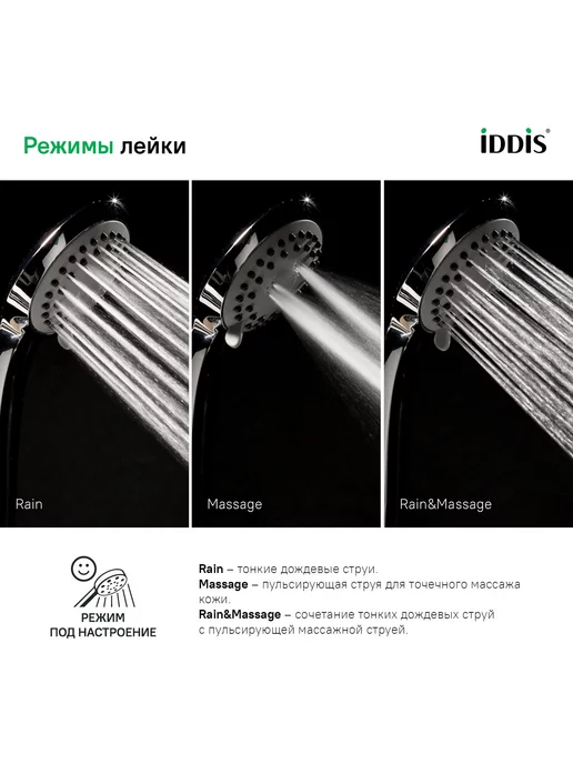 IDDIS Лейка для душа, 3 режима, серый, фото 5