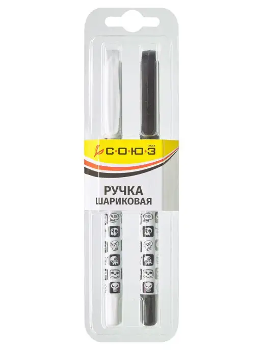 СОЮЗ Ручки шариковые, 2 шт. с синей пастой, 2 шт