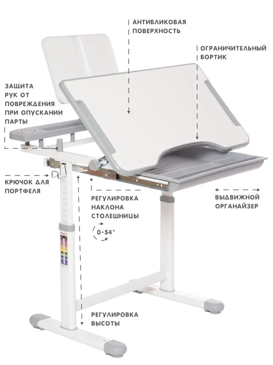 Растущая детская парта со стулом Holto-17А Holto 10167255 купить в  интернет-магазине Wildberries