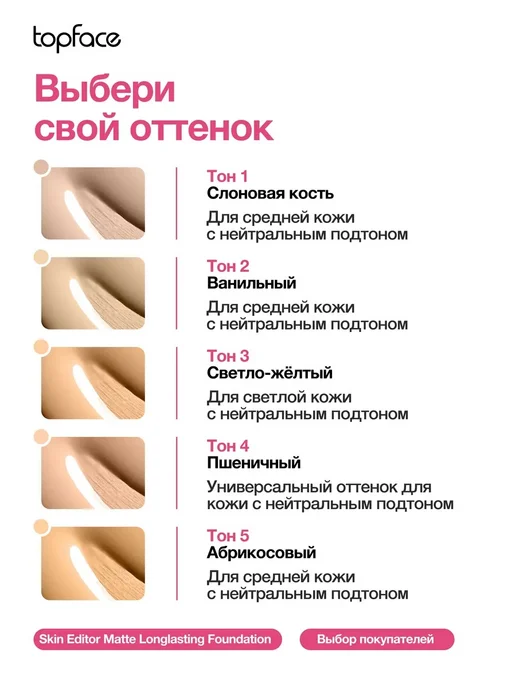 TopFace Тональный крем для лица матирующий 03, желтый, фото 5