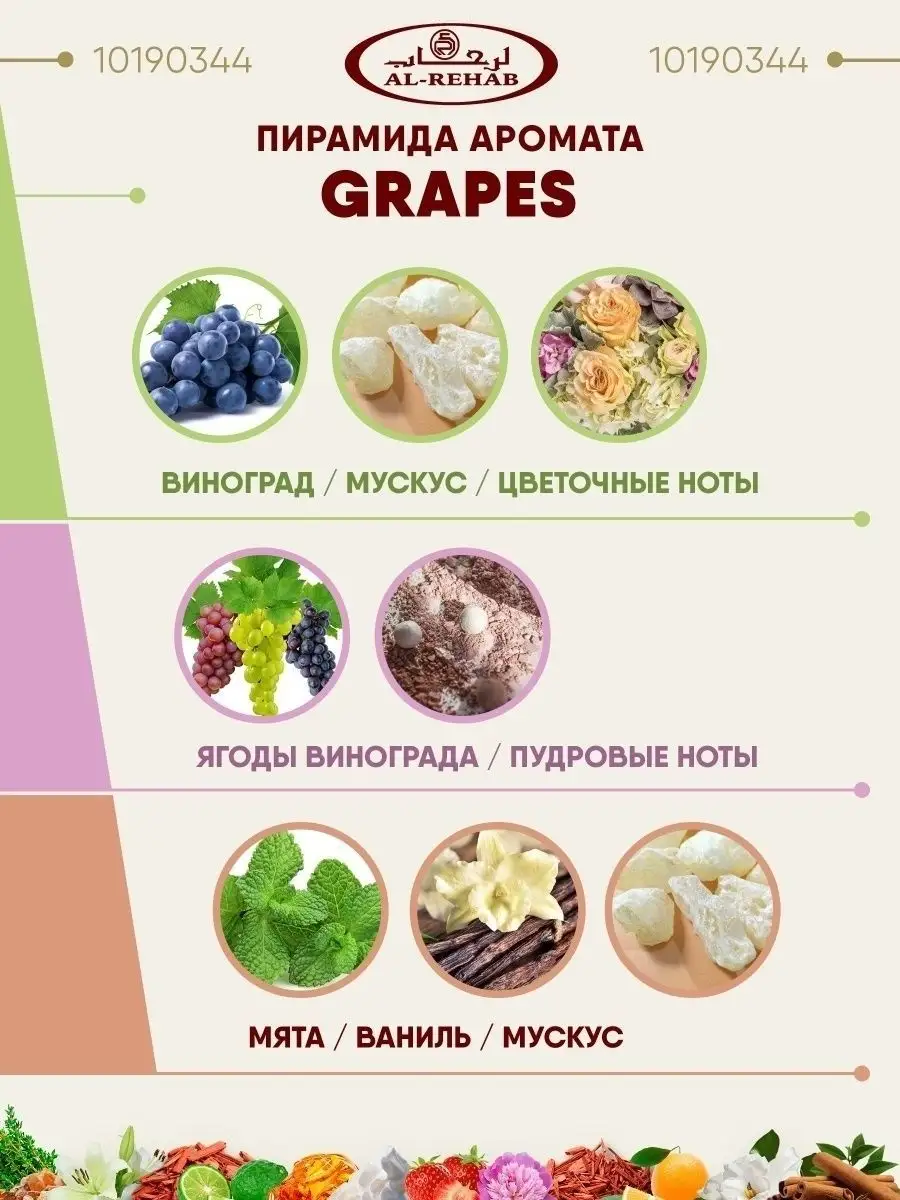 Арабские масляные духи GRAPES, 6 мл Al Rehab 10190344 купить в  интернет-магазине Wildberries