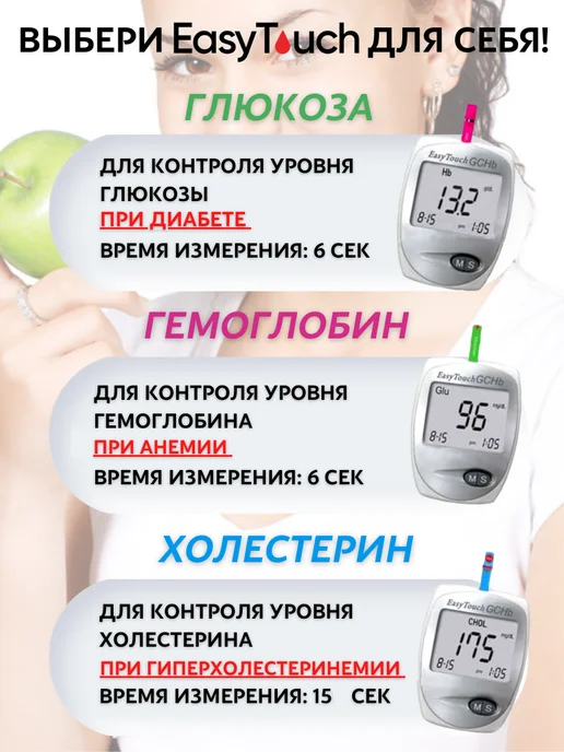 EASY TOUCH Экспресс анализатор крови с полосками глюкометр ИзиТач GCHb, серый, фото 6