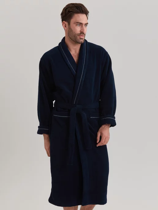 VIEN Халат мужской махровый длинный больших размеров DANIEL, синий, фото 4