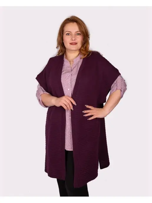 MASTERITSA NEW CLASSIC Жилет вязаный женский большие размеры, красный, фото 2
