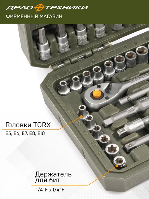 ДЕЛО ТЕХНИКИ Набор головок и принадлежностей 1 4", 46 предм, 600746, вариант, фото 7