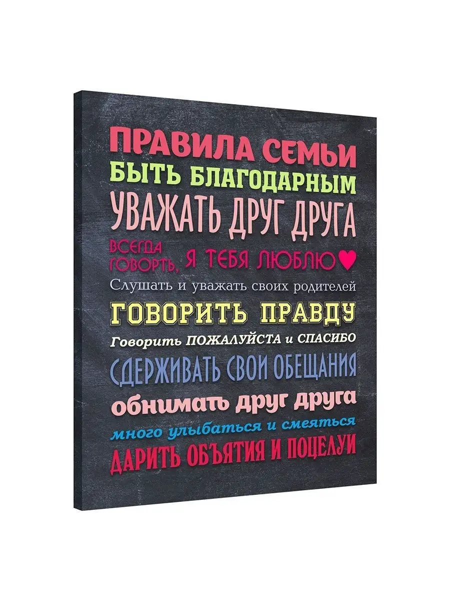 Картина правила семьи/на холсте 40х50 см/декор для дома/постер на стену  Постер-Лайн 10344053 купить в интернет-магазине Wildberries