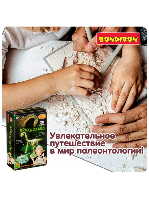 Bondibon Набор для опытов Раскопки Динозавр Брахиозавр, белый, фото 4