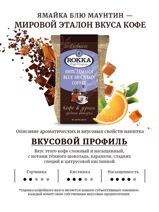 Rokka Кофе в зернах Ямайка Блю Маунтин (Jamaica Blue Mountain)200г, 200 г, фото 2