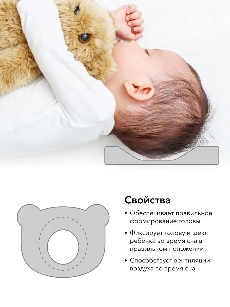 Детская гипоаллергенная ортопедическая подушка для младенцев Happy Baby  10396340 купить в интернет-магазине Wildberries