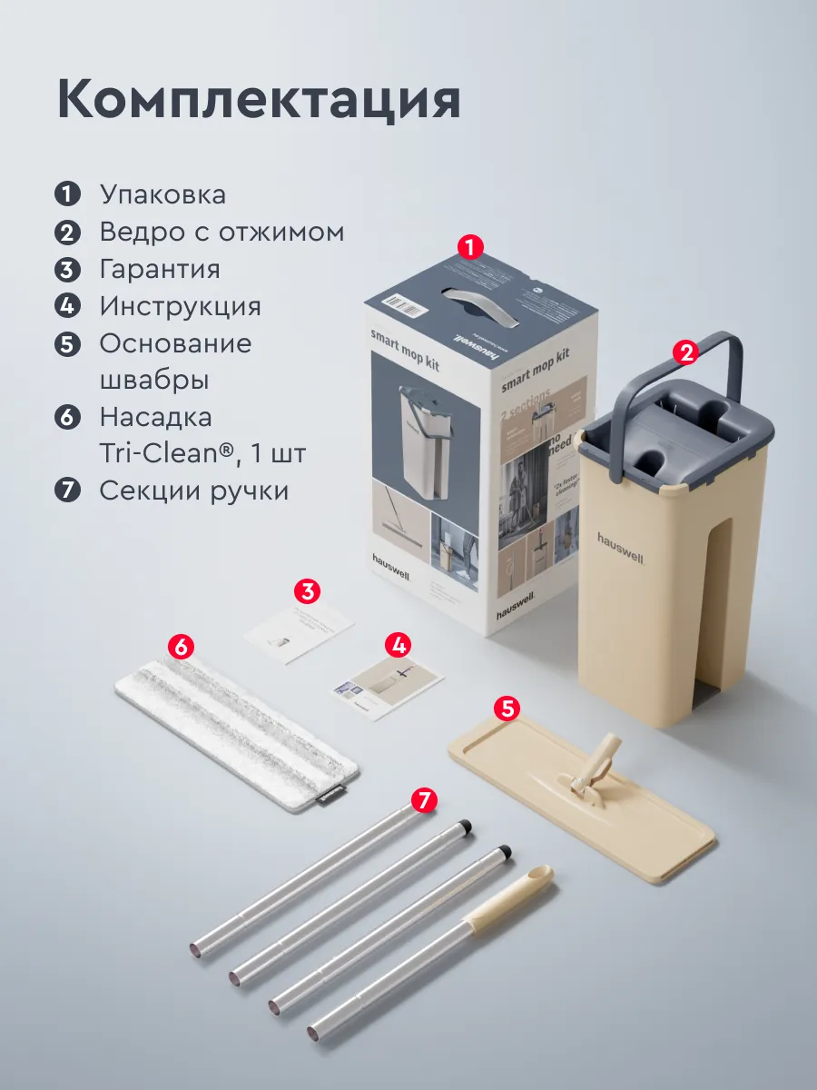 Швабра c отжимом и ведром Smart Mop hauswell 10396483 купить за 1 651 ₽ в  интернет-магазине Wildberries