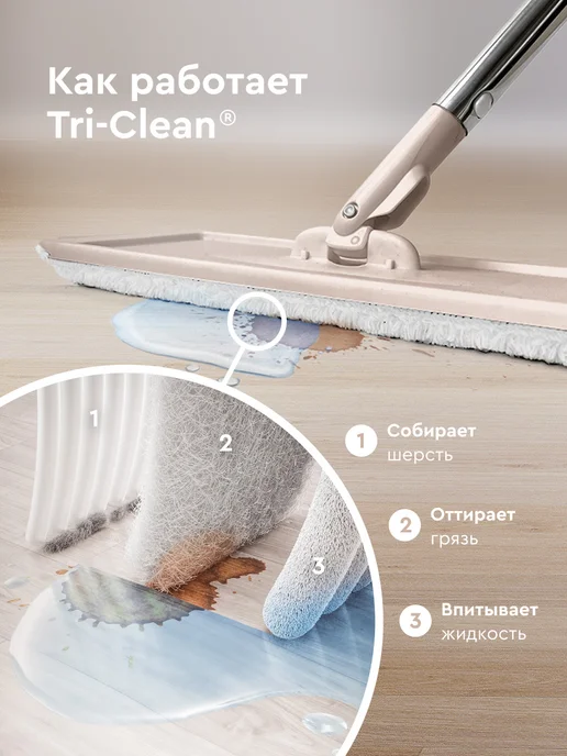 hauswell Швабра c отжимом и ведром для пола Smart Mop, бежевый, фото 5