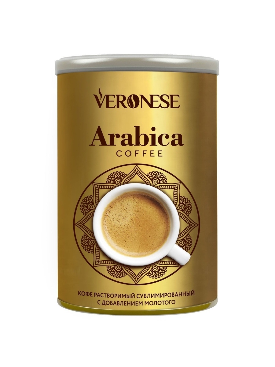 Растворимый сублимированный кофе с добавлением молотого Arabica, 100 г  Veronese 10401216 купить в интернет-магазине Wildberries