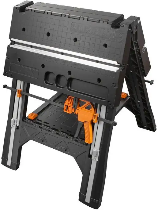 worx Рабочий стол Pegasus WX051 складной верстак столярный, черный, фото 7