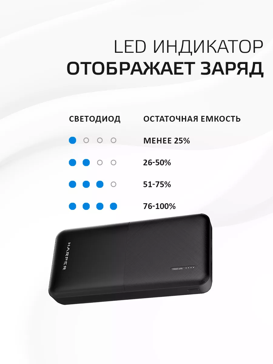 Power bank 10000 мАч PB-10011 /Micro USB/ USBх2 Harper 10461568 купить за  770 ₽ в интернет-магазине Wildberries