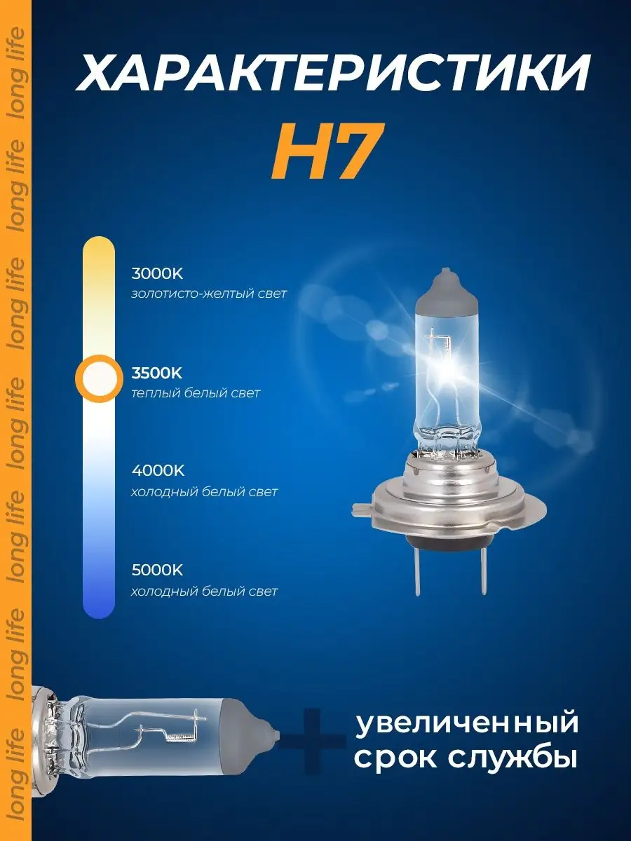 Автомобильные лампы H7 12v 55w (PX26d) KraftPro LongLife KRAFT 10470871  купить за 1 195 ₽ в интернет-магазине Wildberries