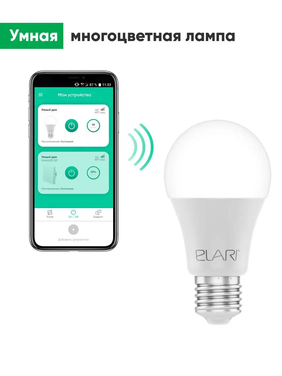 Умная Светодиодная Лампа с Голосовым Управлением через Elari SmartHome или  Яндекс Алиса ELARI 10470946 купить в интернет-магазине Wildberries