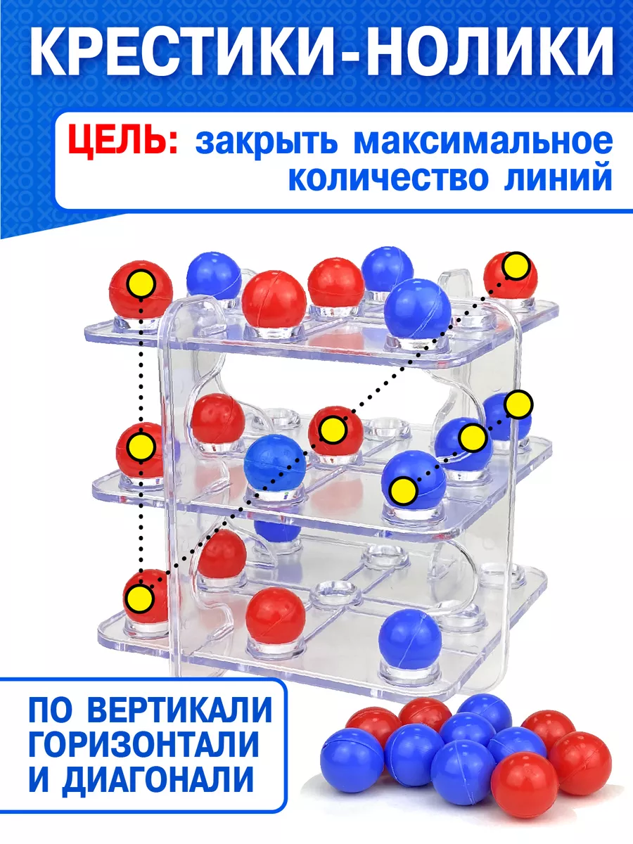 Настольная игра для детей Крестики-нолики 3D / три в ряд Русский Стиль  10481887 купить за 747 ₽ в интернет-магазине Wildberries