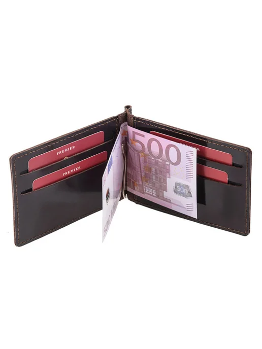 PREMIER` Зажим для денег M-59 Темно-коричневый (глянец) № 88, коричневый, фото 2