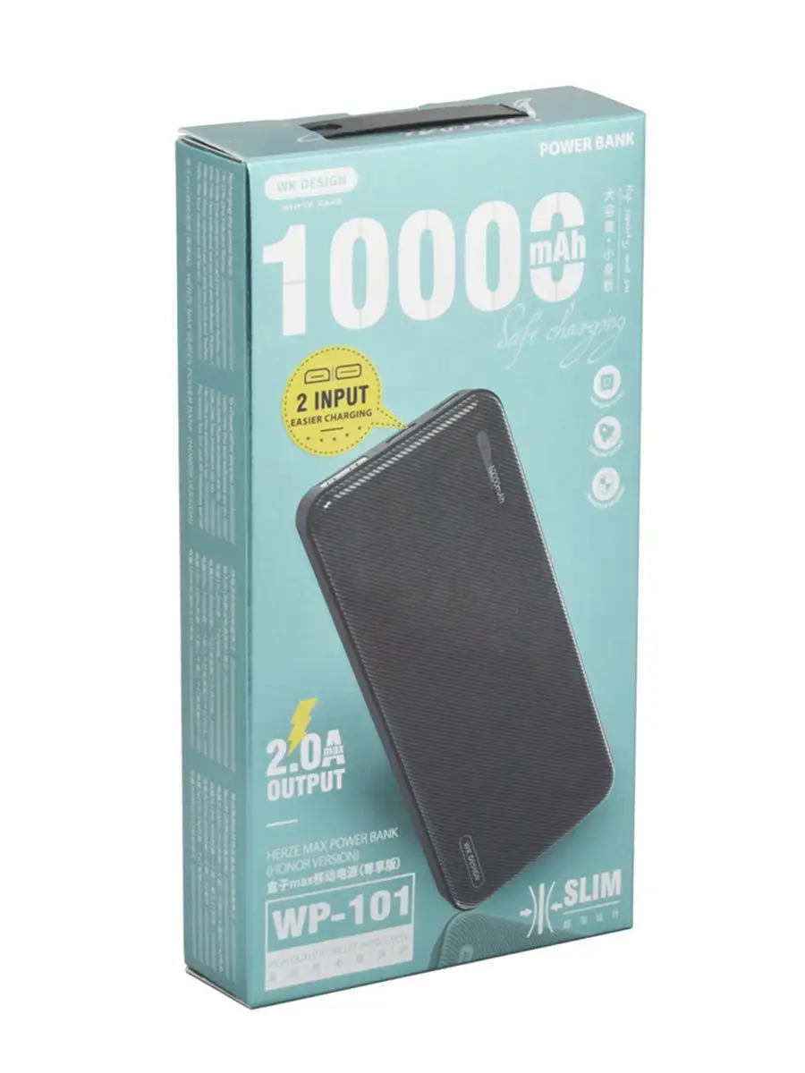 Внешний аккумулятор для телефона 10000 mAh USB 2А WK 10514437 купить за 793  ₽ в интернет-магазине Wildberries