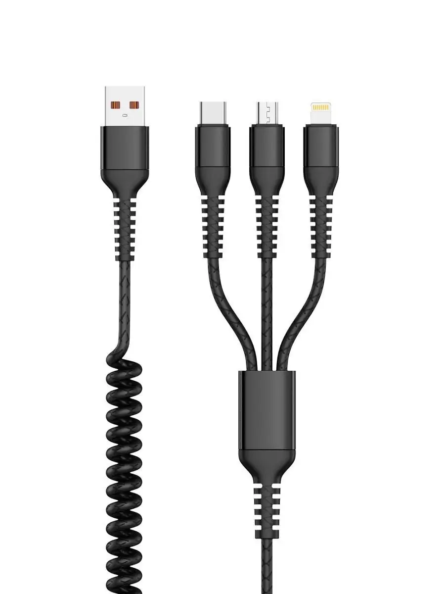 Кабель 3 в 1 microusb, lightning, type-c зарядка телефона Mobileplus  10552206 купить в интернет-магазине Wildberries