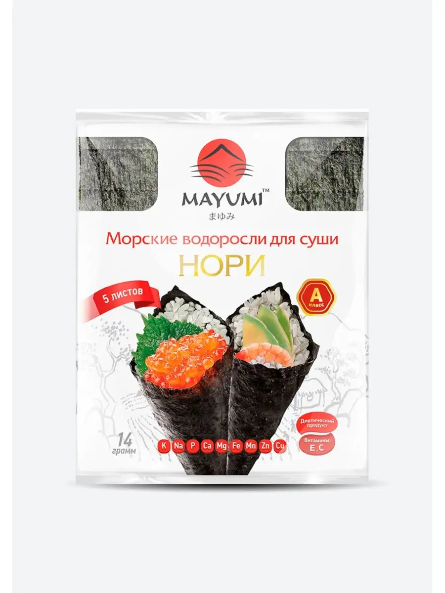 Нори (морские водоросли для суши), п/э пакет, 10л, 28г MAYUMI 10561083  купить в интернет-магазине Wildberries