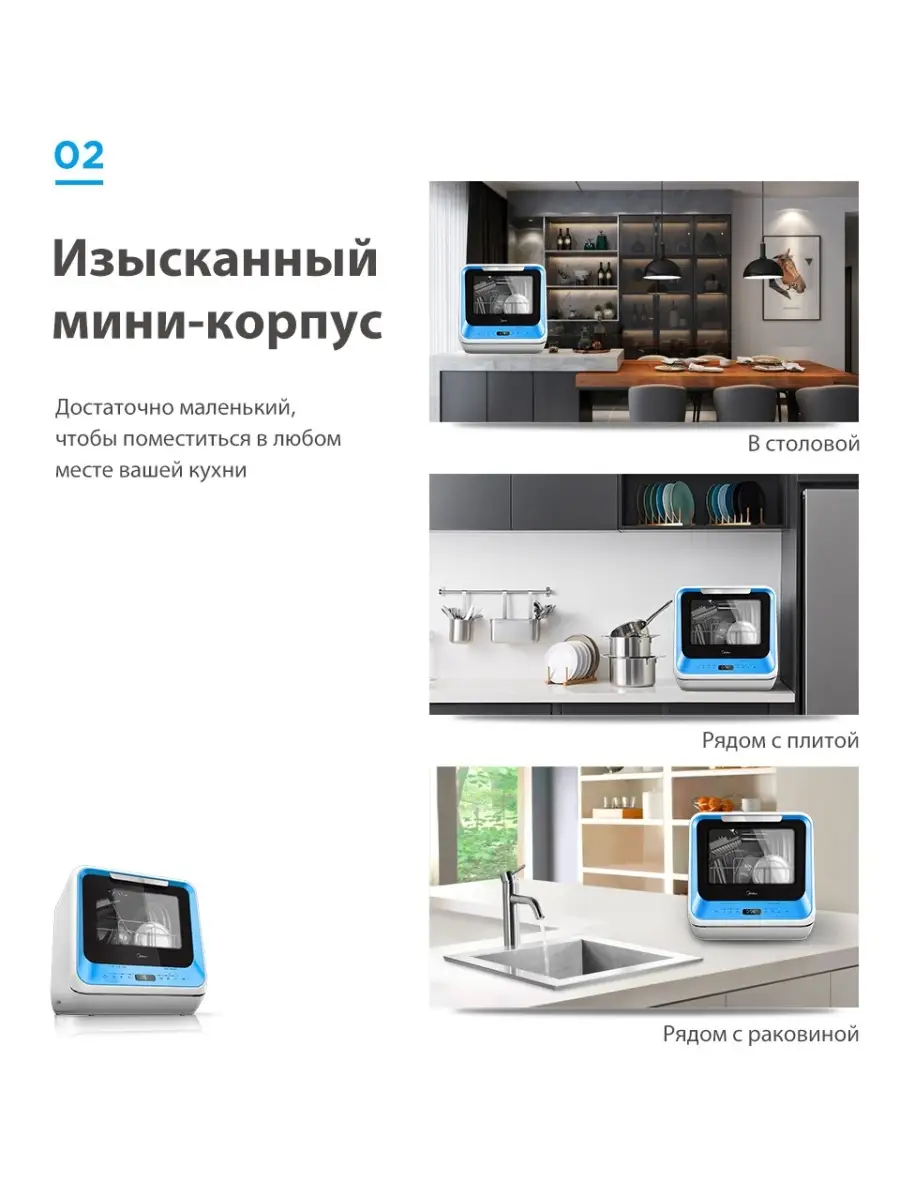 Компактная посудомоечная машина Midea MCFD42900 MINI Midea 10561578 купить  в интернет-магазине Wildberries