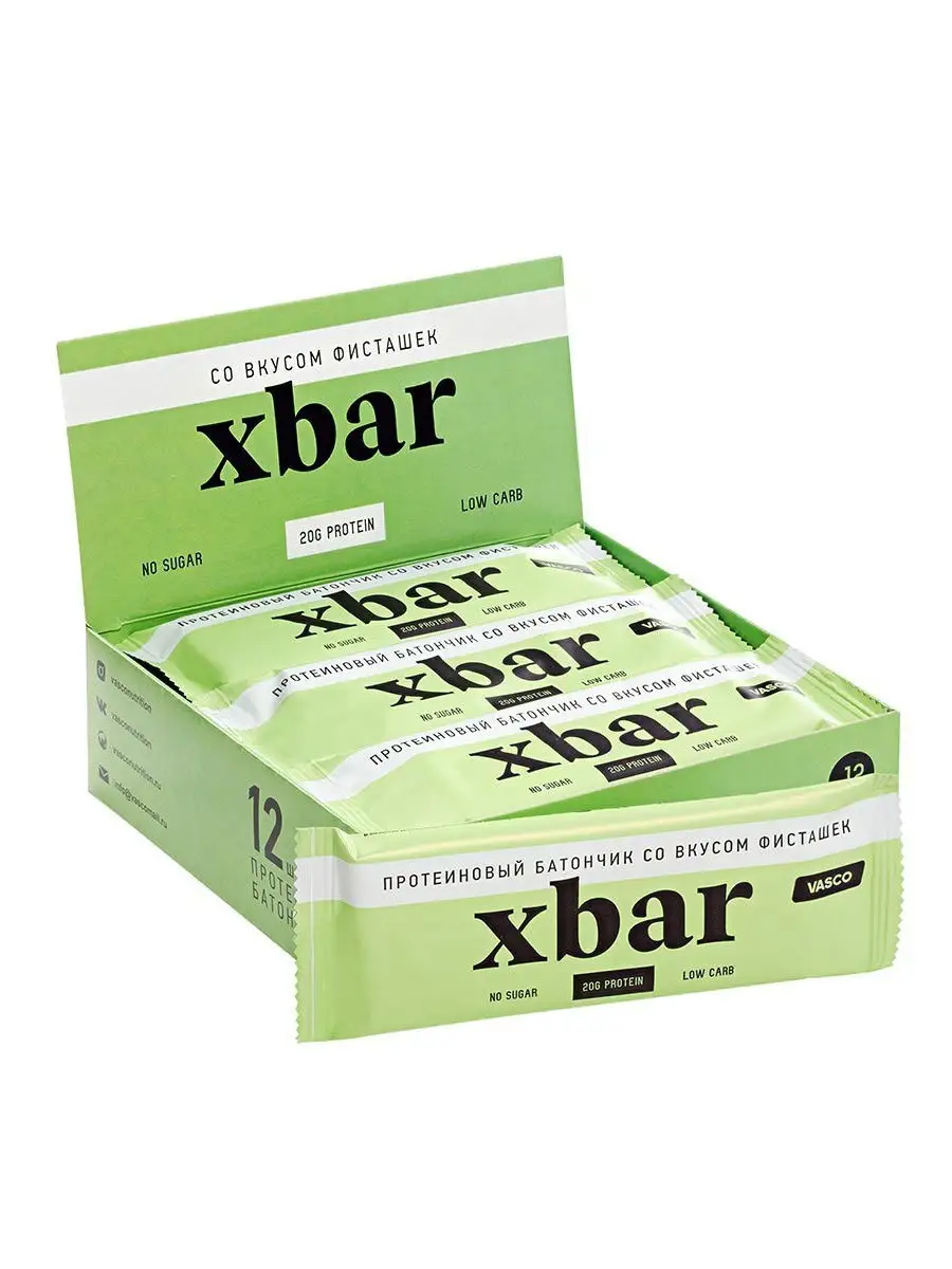 Протеиновый батончик Xbar со вкусом фисташек, 12 шт Vasco 10577287 купить в  интернет-магазине Wildberries