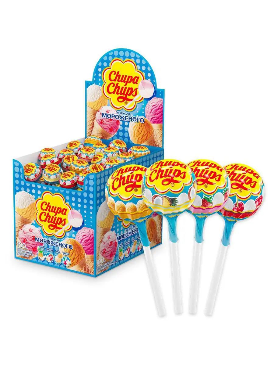 Карамель Chupa Chups со вкусом мороженого, 100 шт по 12 г Chupa Chups  10615461 купить за 775 ₽ в интернет-магазине Wildberries