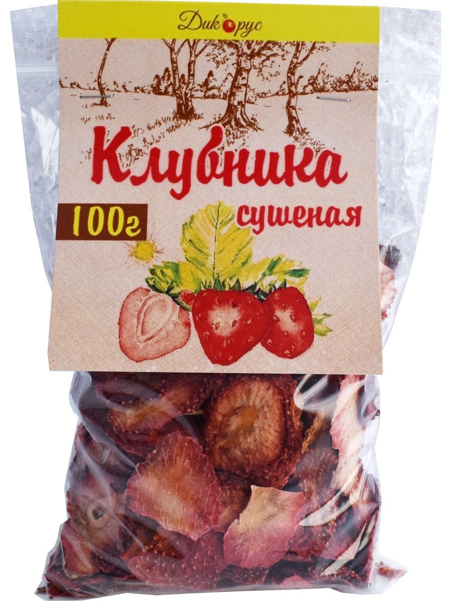 Сушеная клубника 100 гр, без сахара и добавок, Дикорус 10646780 купить за  427 ₽ в интернет-магазине Wildberries