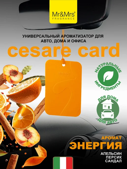 Mr&Mrs Fragrance Ароматизатор в машину Cesare Энергия Energy, оранжевый