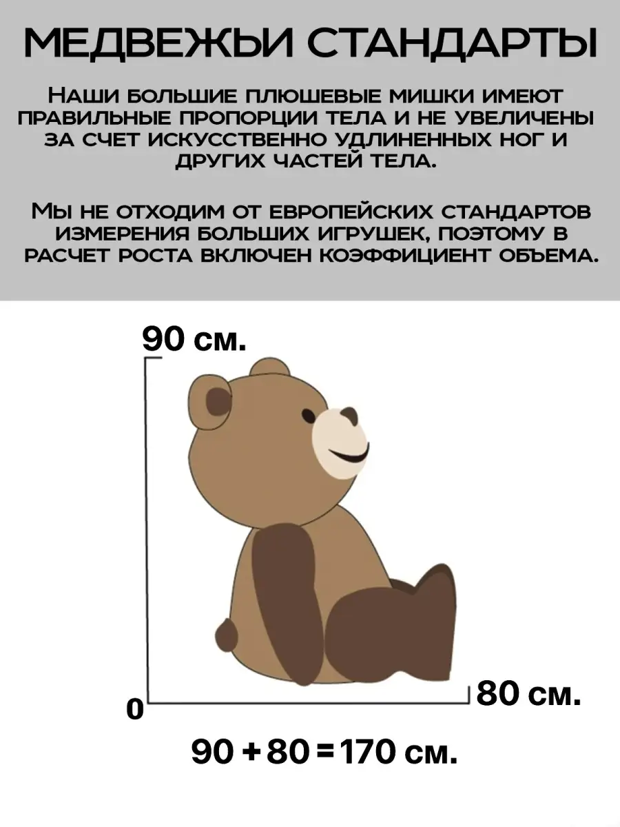 Большой плюшевый медведь мягкая игрушка 170 см мишка медвежок подарок  девочке и мальчику valanatoys 10709044 купить в интернет-магазине  Wildberries