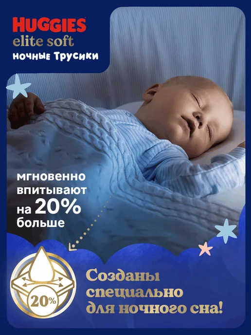 HUGGIES Подгузники трусики ночные Elite Soft 6 р 15-25 кг 16 шт, 1525 кг, 16 шт, фото 5
