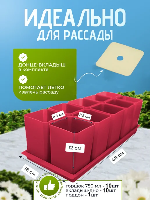 Пеликан Горшки для рассады и цветов фуксия, розовый, фото 2