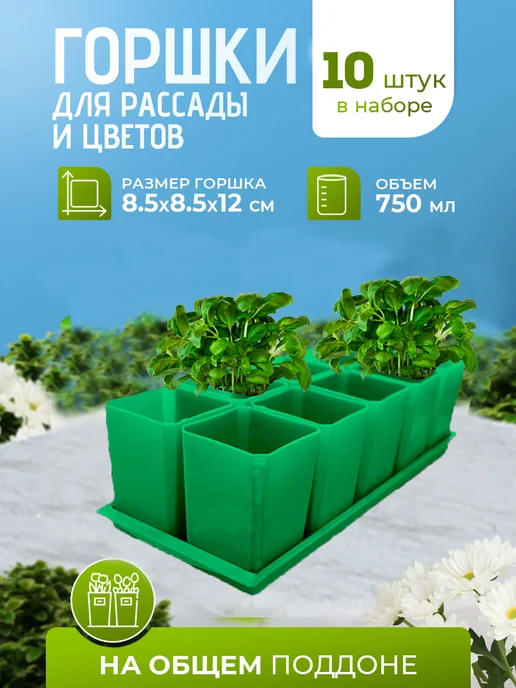 Пеликан Горшки для рассады и цветов зеленые, зеленый