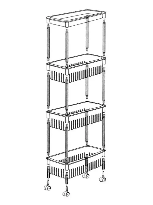 Sanko Этажерка с 4 секциями на колесиках 49,9х15,2х87,4 см, 47x22x94.7 см, фото 5