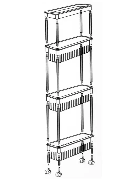 Sanko Этажерка с 4 секциями на колесиках 49,9х15,2х87,4 см, 49.9x15.2x87.4 см, фото 5