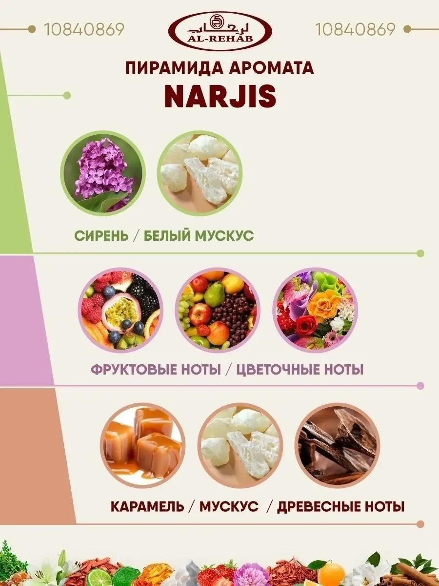 Арабские Масляные духи Narjis ОАЭ, 6 мл Al Rehab 10840869 купить в  интернет-магазине Wildberries