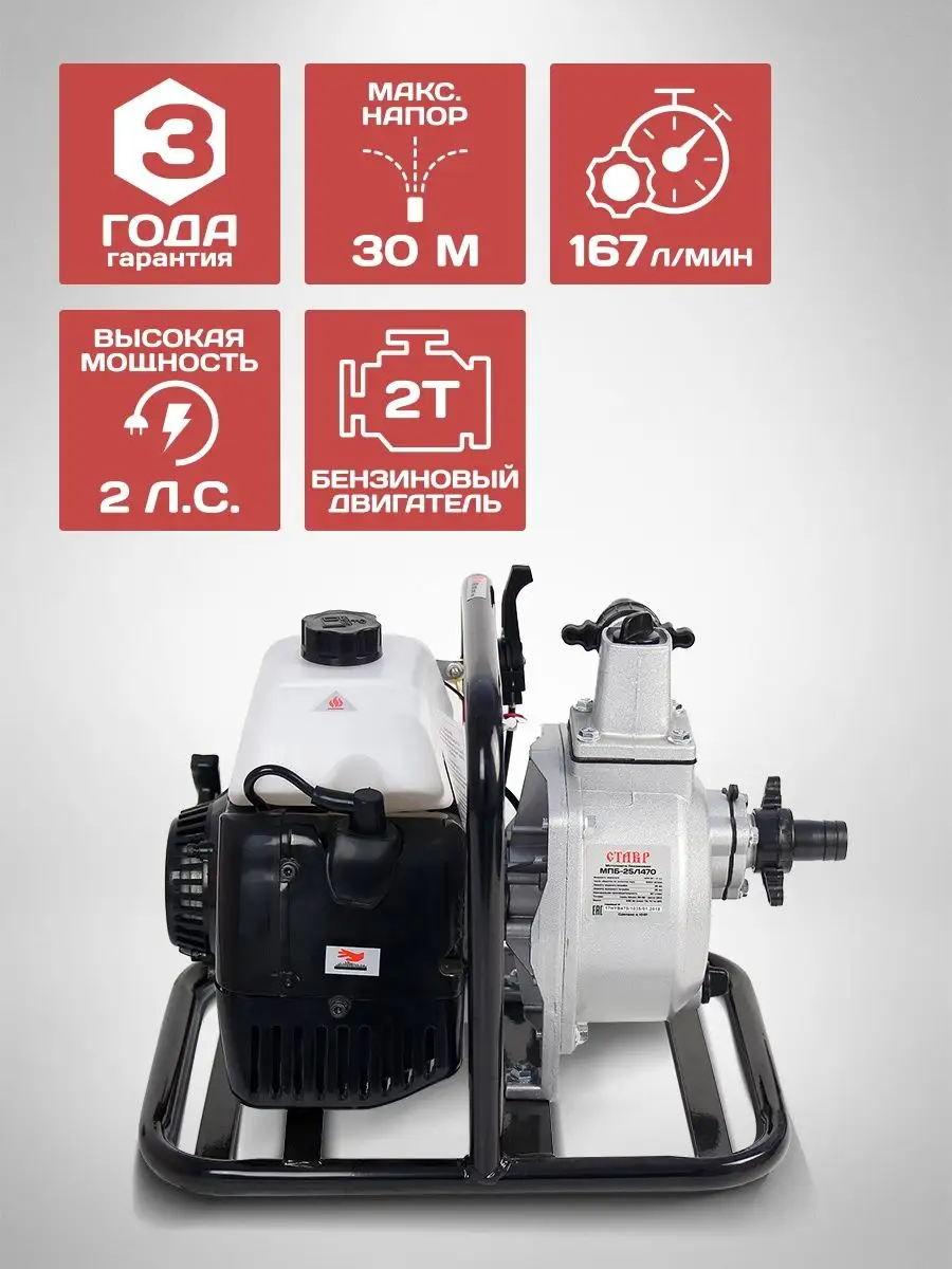 Мотопомпа бензиновая для воды МПБ-25/1470 СТАВР 10869476 купить за 9 339 ₽  в интернет-магазине Wildberries