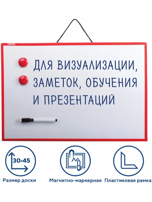 Пифагор Доска магнитная маркерная пластик 30x45см, вариант