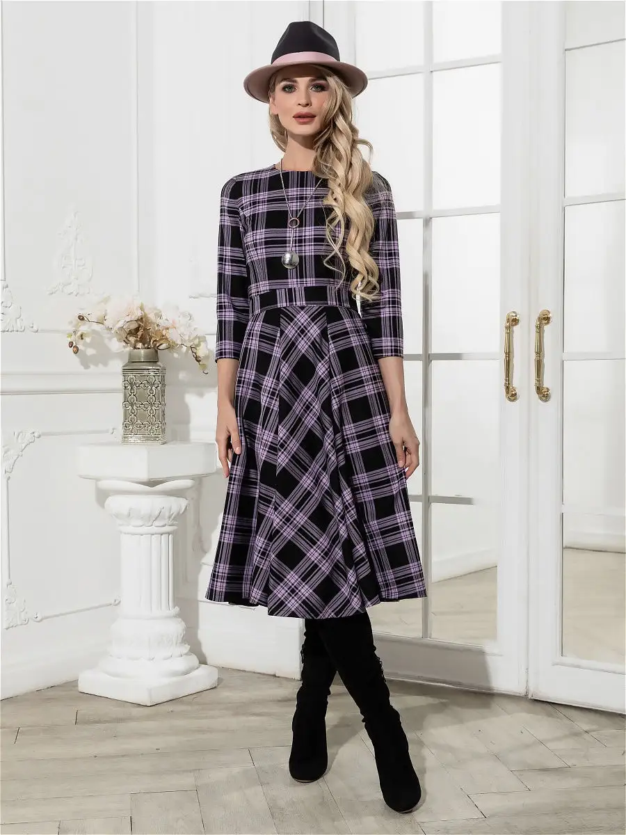 Black and clearance grey plaid dress