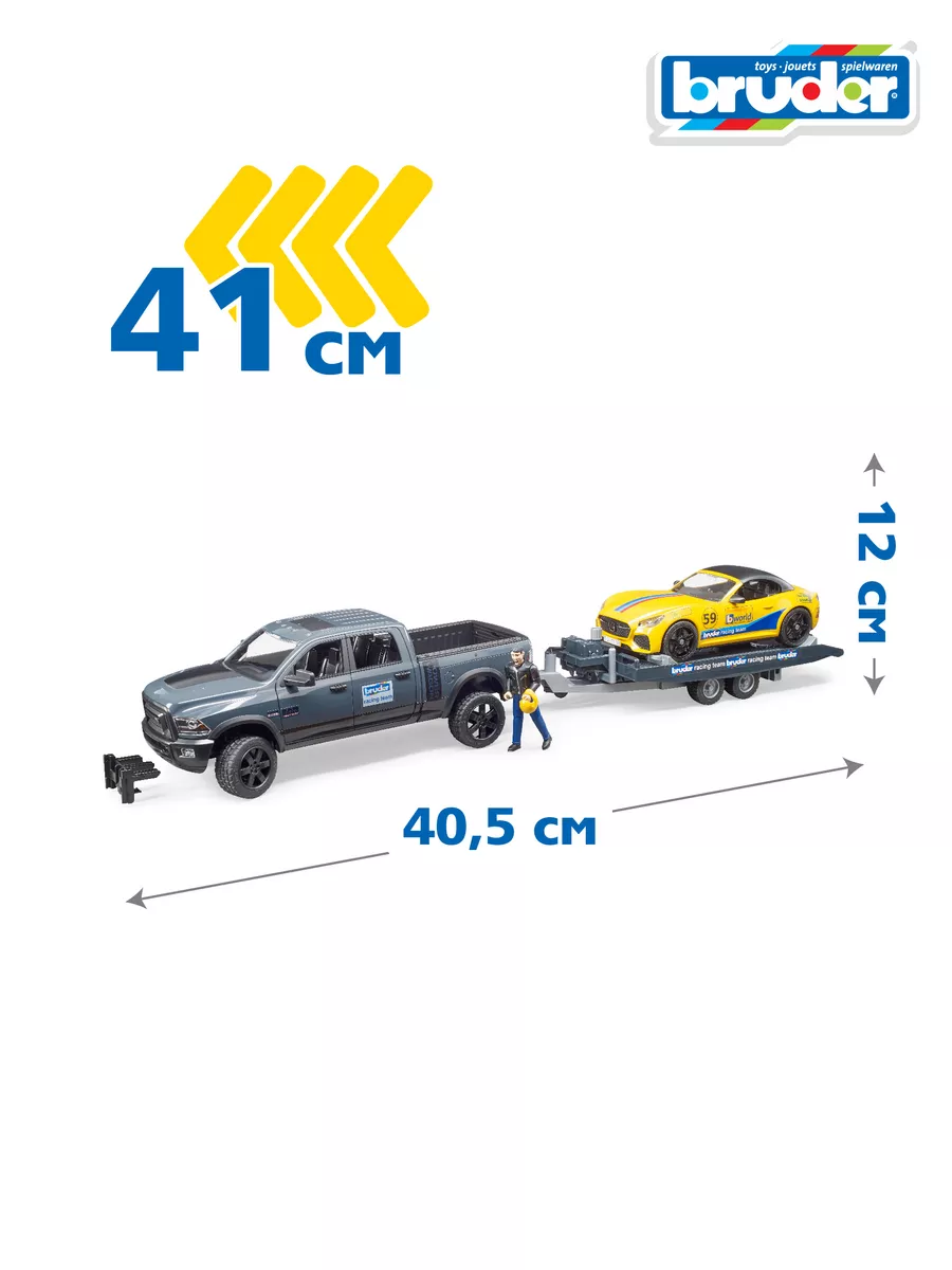 Внедорожник Ram с автомобилем Roadster Bruder 10919975 купить за 10 770 ₽ в  интернет-магазине Wildberries