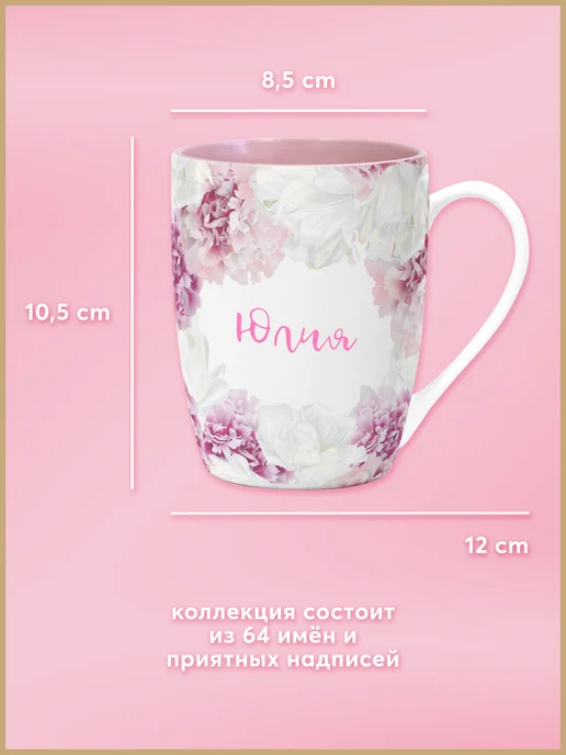 Be Happy Подарочная кружка с именем Юлия, розовый, фото 2