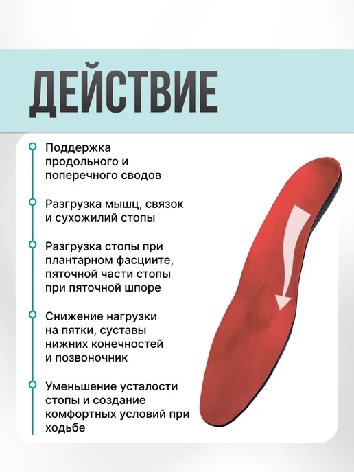 Trives Стельки ортопедические пяточный амортизатор шпора, красный, фото 5