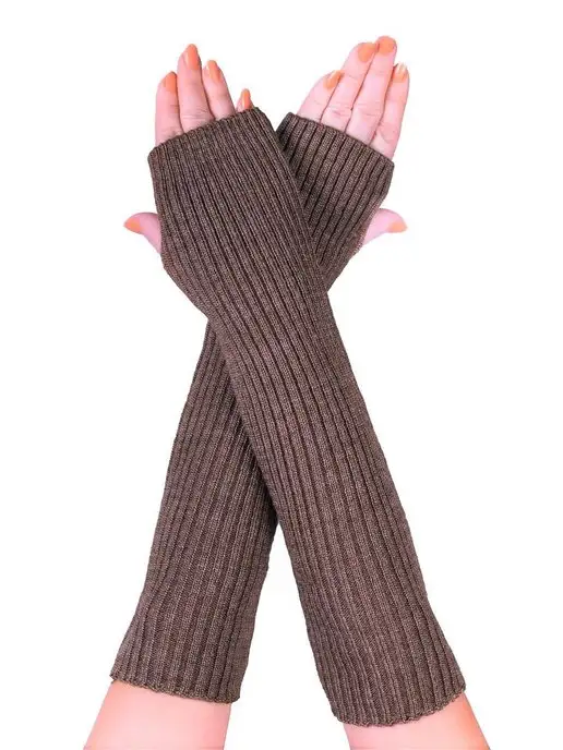 Infinity snood Митенки Mitt длинные без пальцев, коричневый